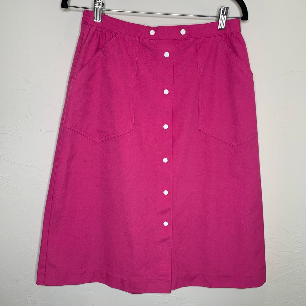 Koret Vintage Snap Front Skirt Sz Small Pink White